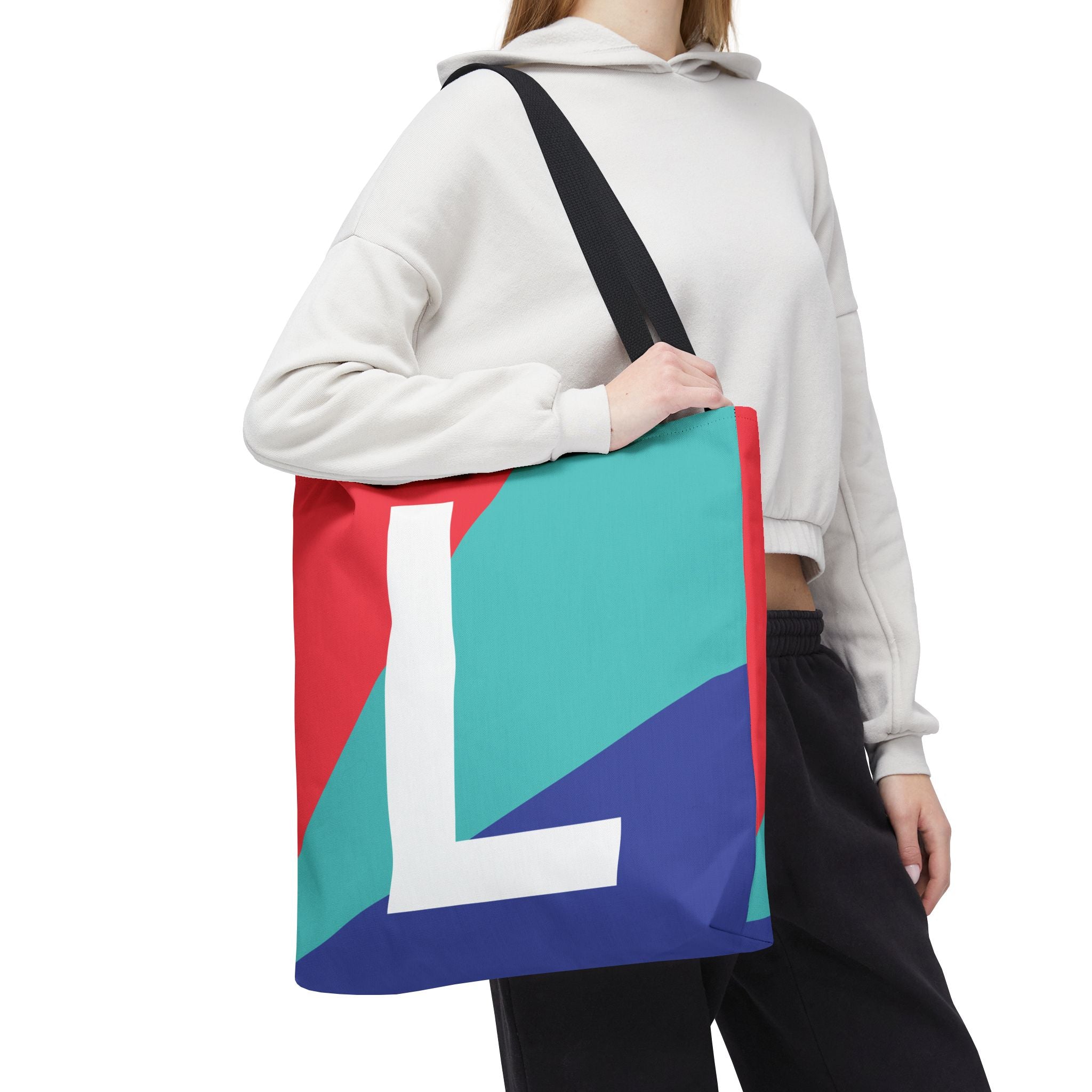 Monogram 'L' Colorblock Tote Bag — Personalized Initial L Shoulder Tote
