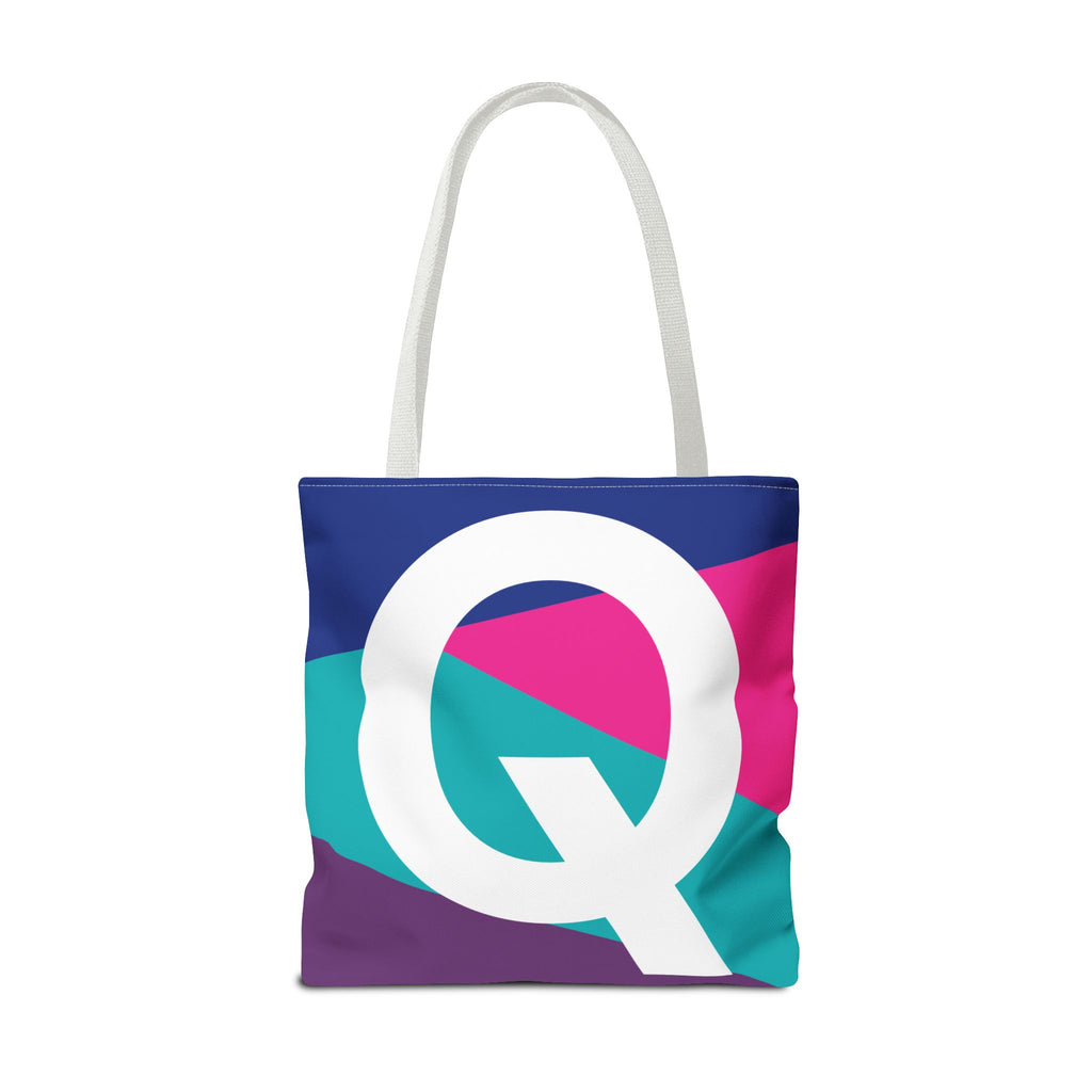 Monogram 'Q' Colorblock Tote Bag — Personalized Initial Q Shoulder Tote