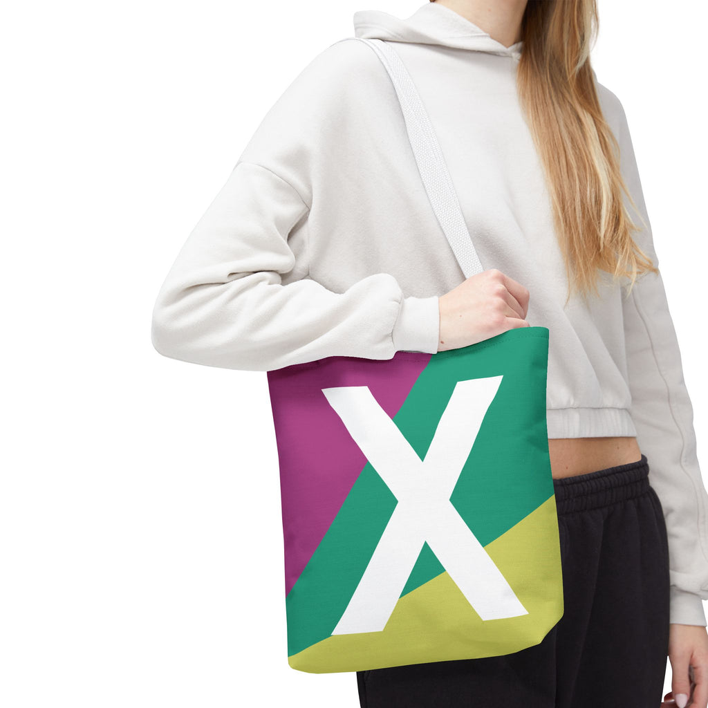 Monogram 'X' Colorblock Tote Bag — Personalized Initial X Shoulder Tote
