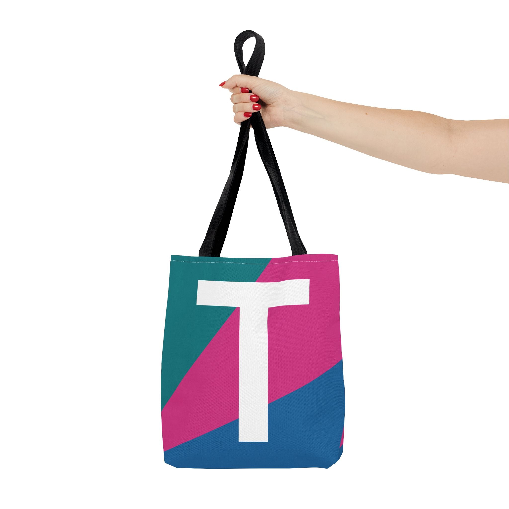 Monogram 'T' Colorblock Tote Bag — Personalized Initial T Shoulder Tote