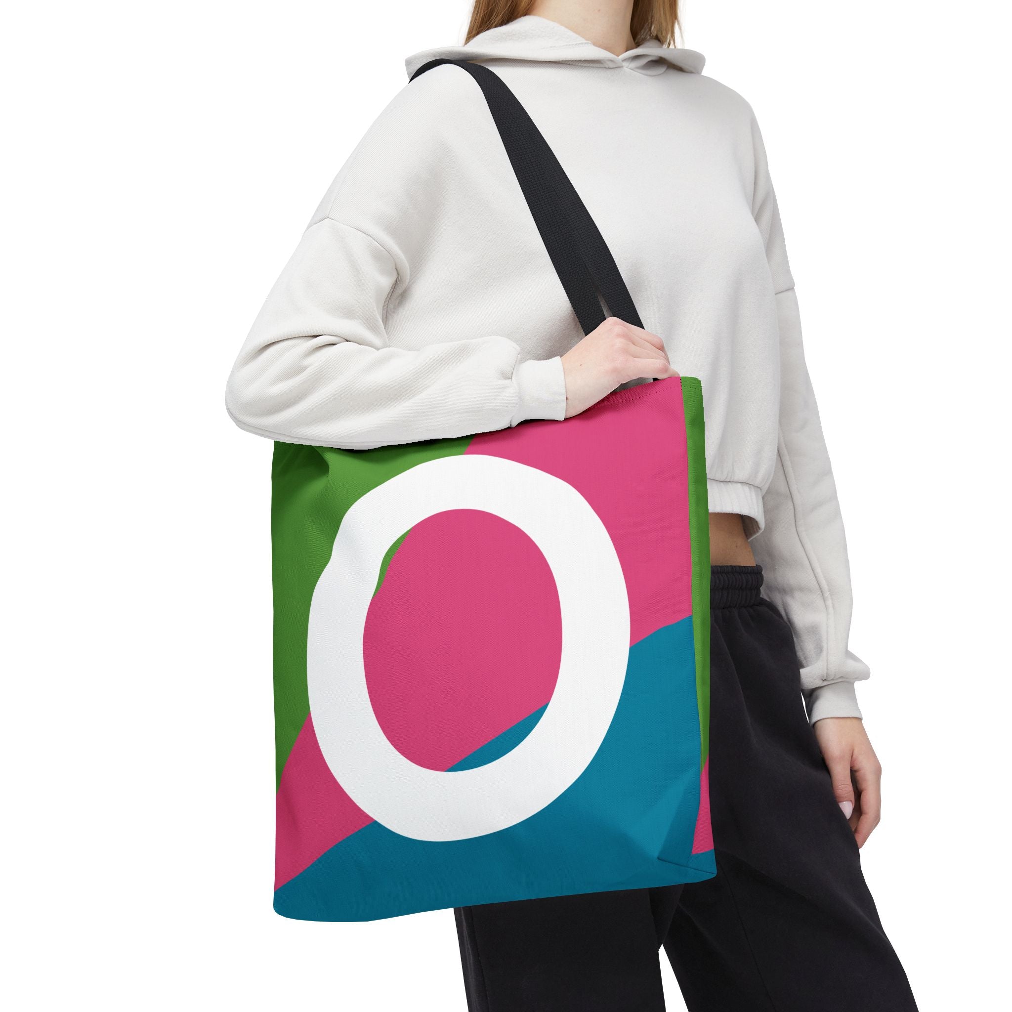Monogram 'O' Colorblock Tote Bag — Personalized Initial O Shoulder Tote