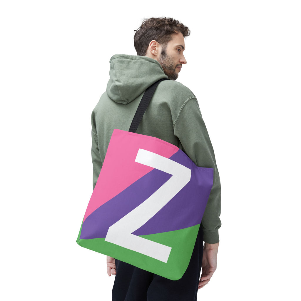 Monogram 'Z' Colorblock Tote Bag — Personalized Initial Z Shoulder Tote