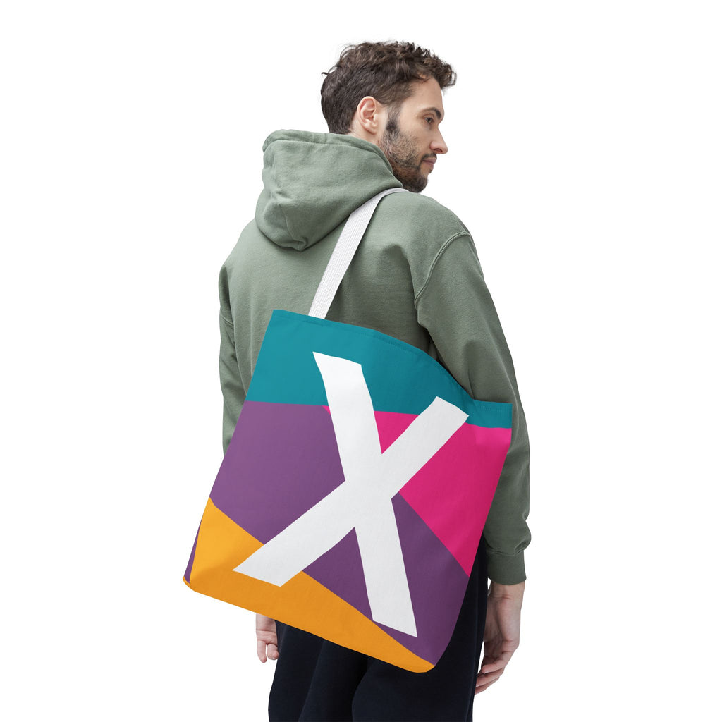 Monogram 'X' Colorblock Tote Bag — Personalized Initial X Shoulder Tote