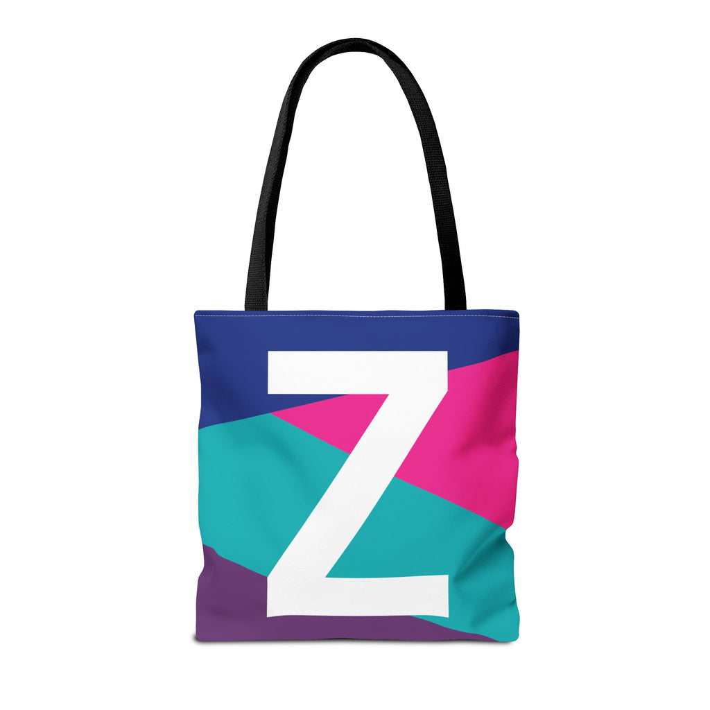 Monogram 'Z' Colorblock Tote Bag — Personalized Initial Z Shoulder Tote
