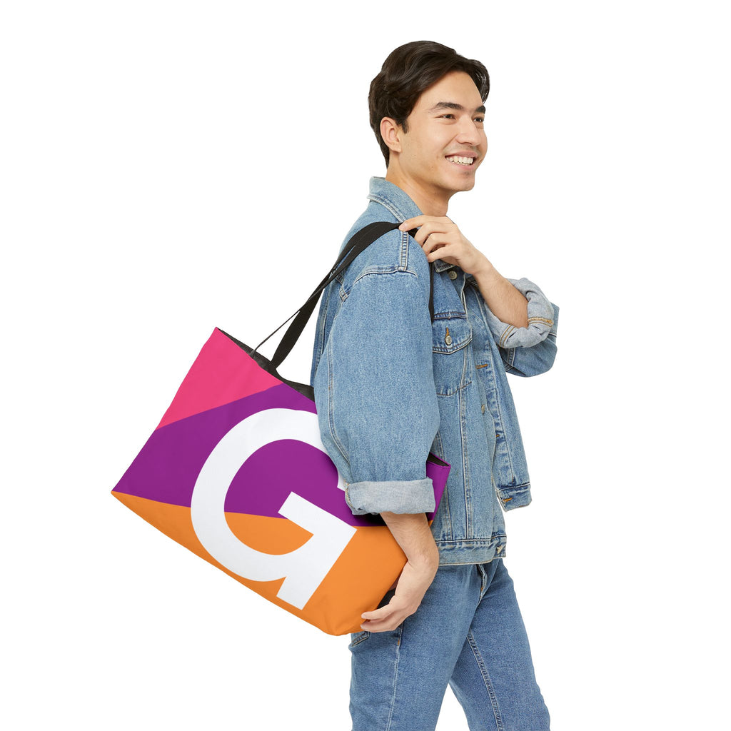 Personalized 'G' Colorblock Tote Bag — Monogram Weekender Tote