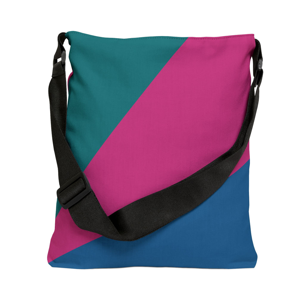 Colorblock Geometric Tote Bag — Adjustable Strap, Bright Abstract Pattern