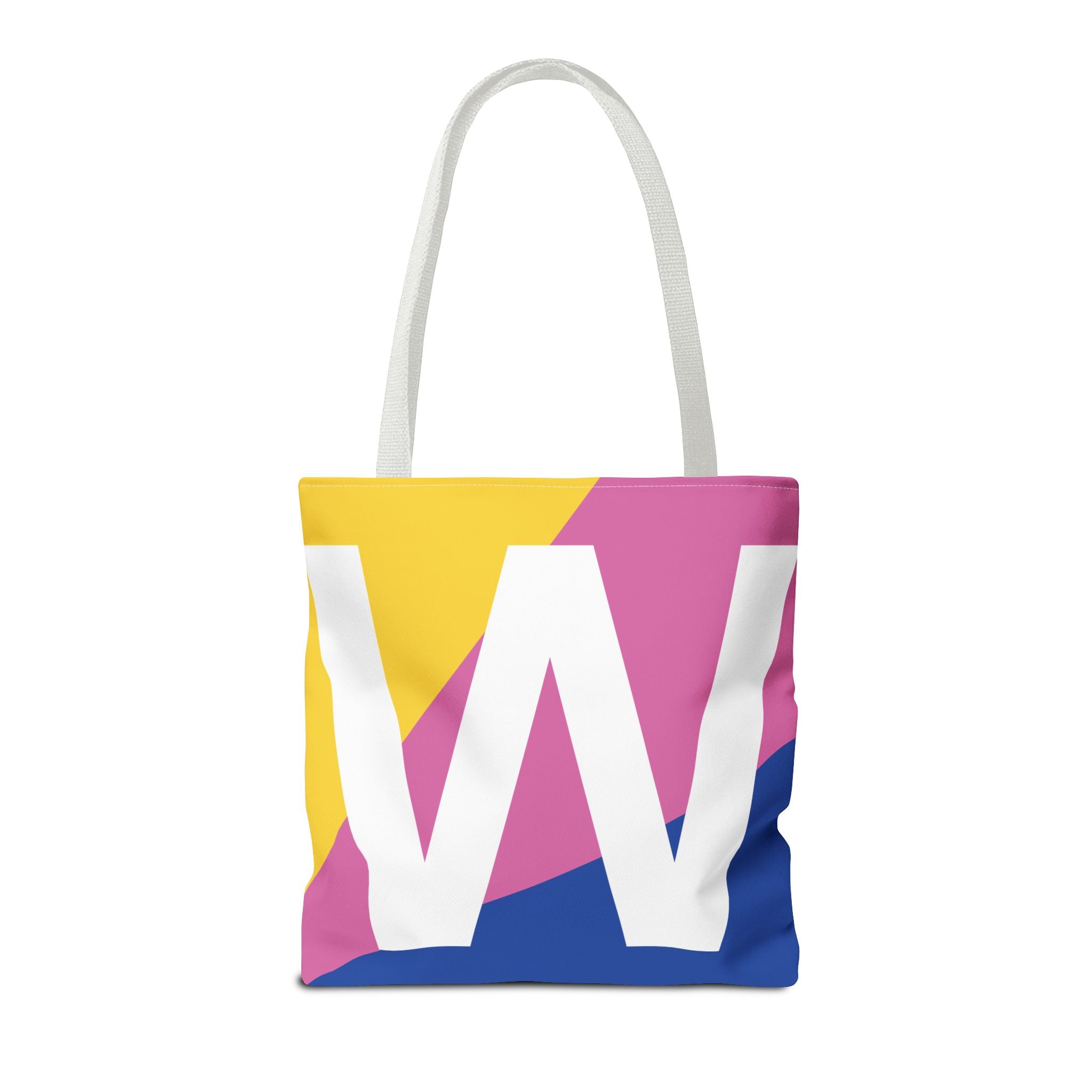 Monogram 'W' Colorblock Tote Bag — Personalized Initial W Shoulder Tote