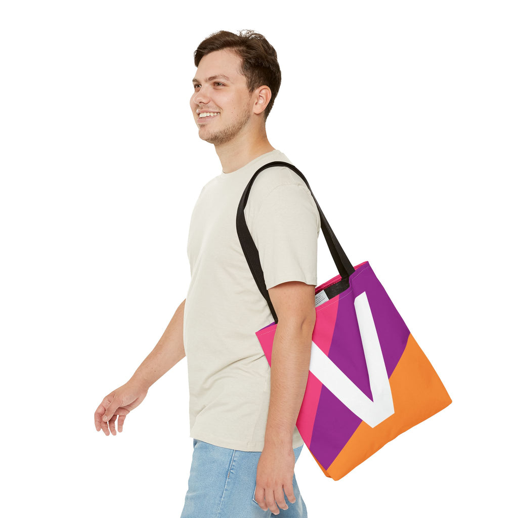 Monogram 'V' Colorblock Tote Bag — Personalized Initial V Shoulder Tote