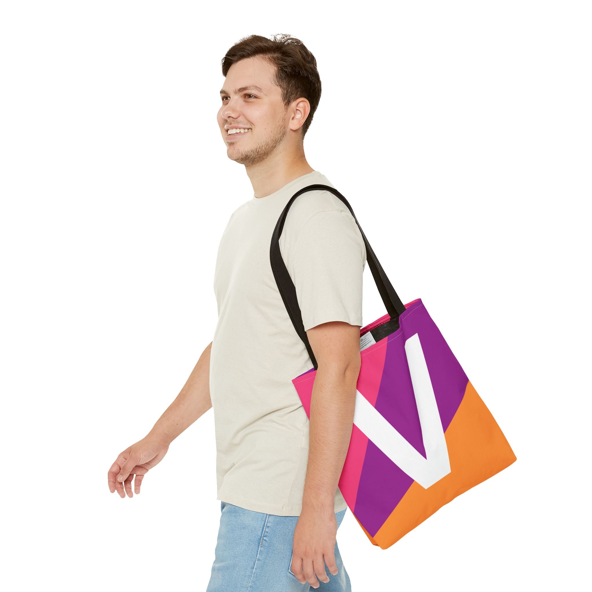Monogram 'V' Colorblock Tote Bag — Personalized Initial V Shoulder Tote