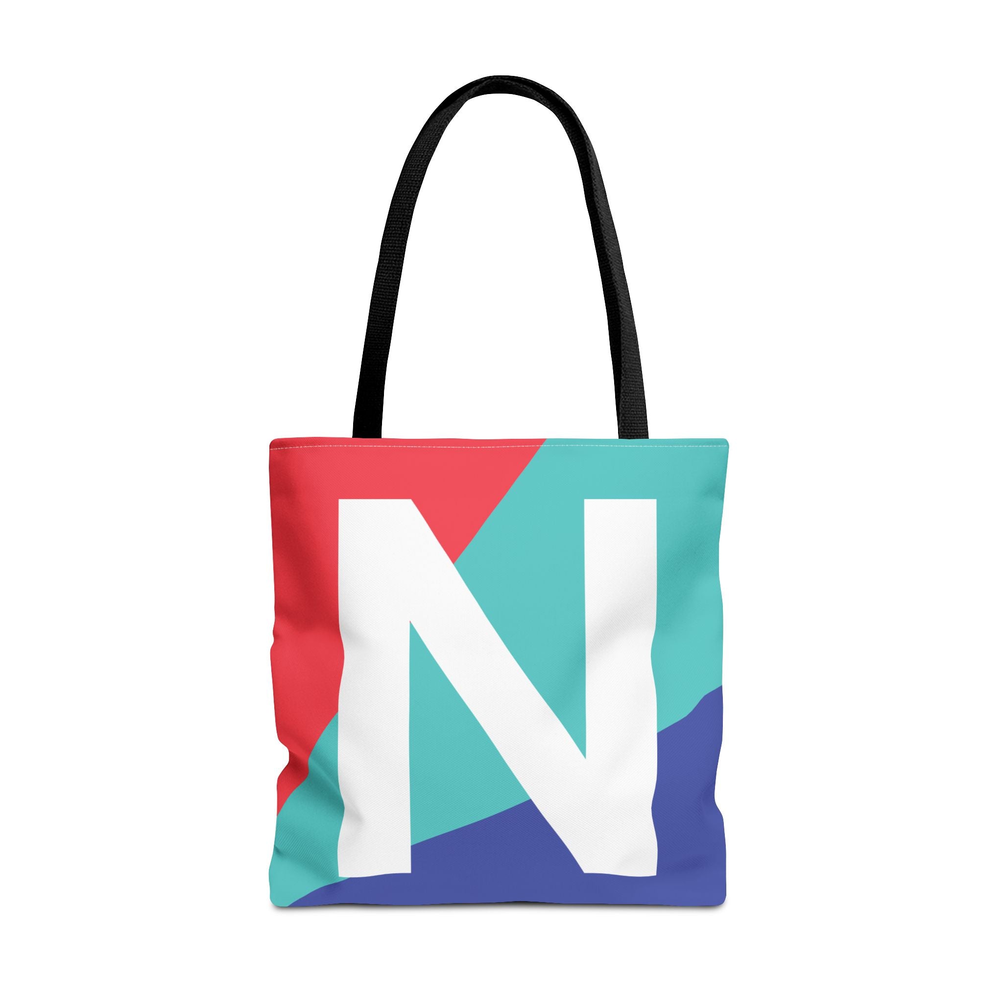 Monogram 'N' Colorblock Tote Bag — Personalized Initial N Shoulder Tote