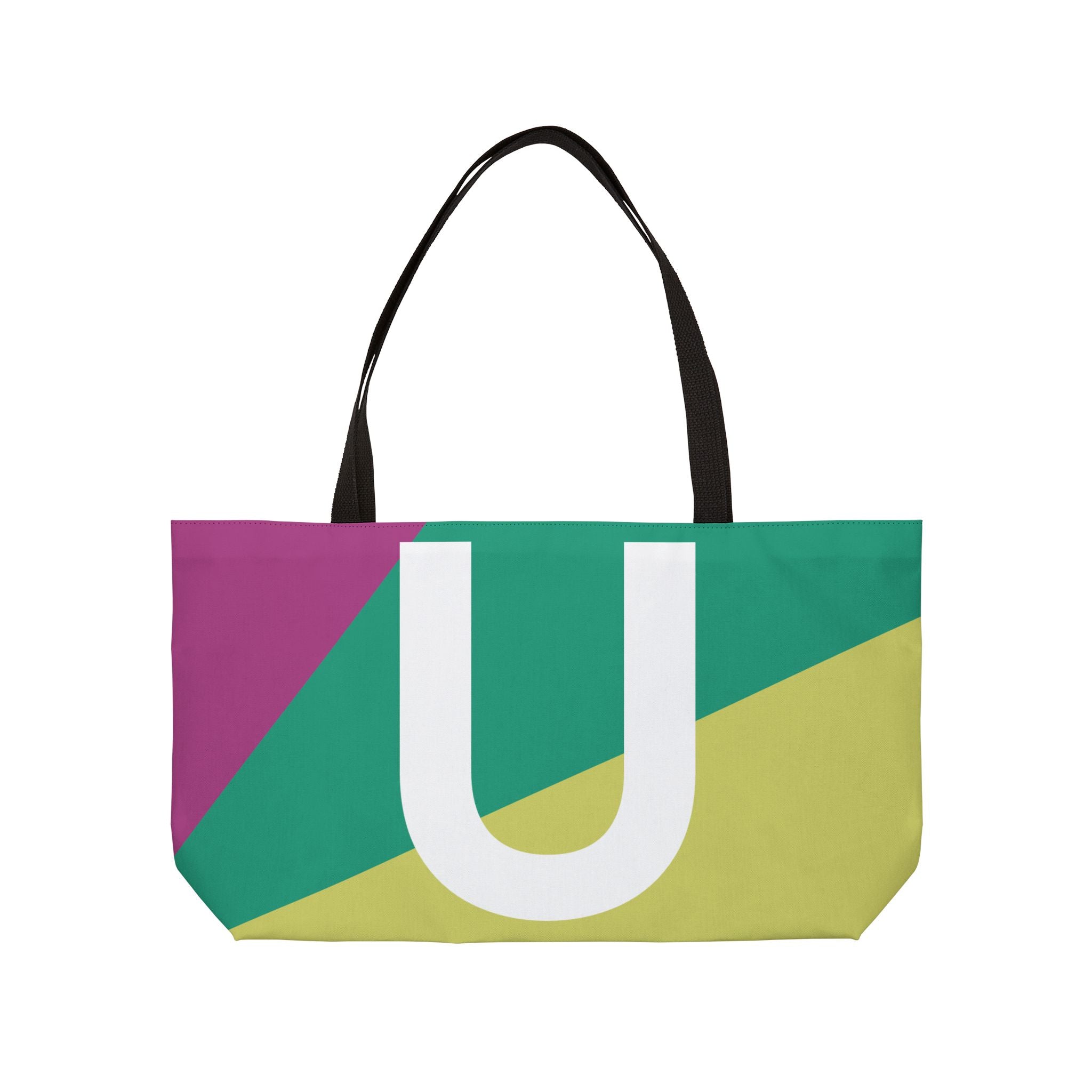 Personalized 'U' Colorblock Tote Bag — Monogram Weekender Tote