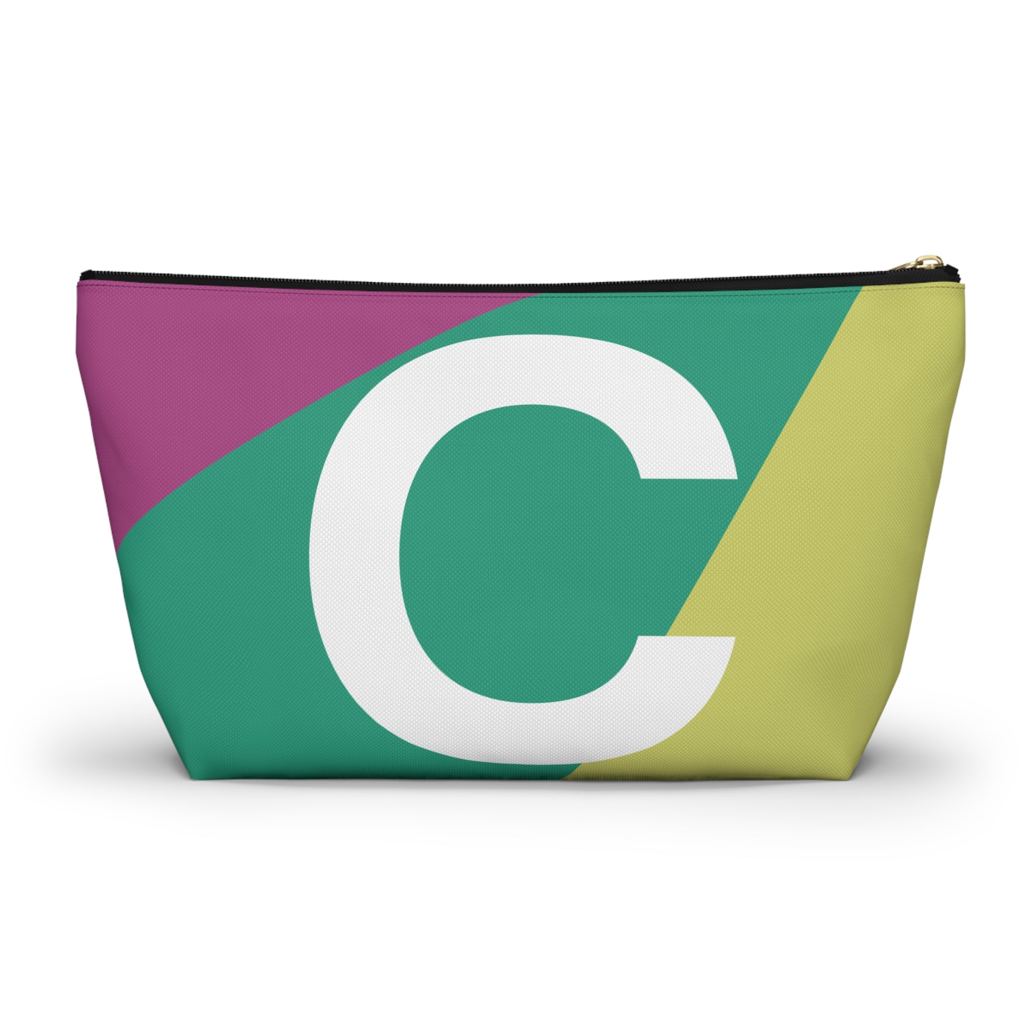 Initials Colorblock Accessory Pouch — Monogram C T-Bottom Cosmetic Bag