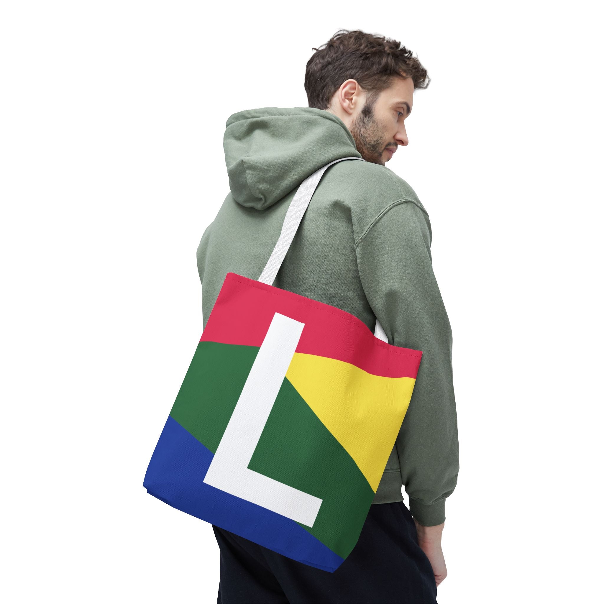 Monogram 'L' Colorblock Tote Bag — Personalized Initial L Shoulder Tote