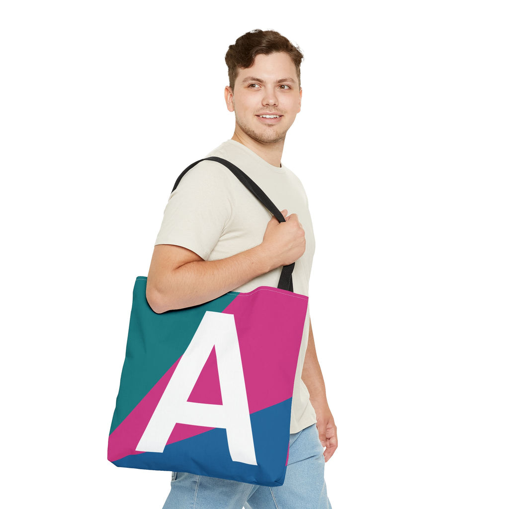 Monogram 'A' Colorblock Tote Bag — Personalized Initial A Shoulder Tote