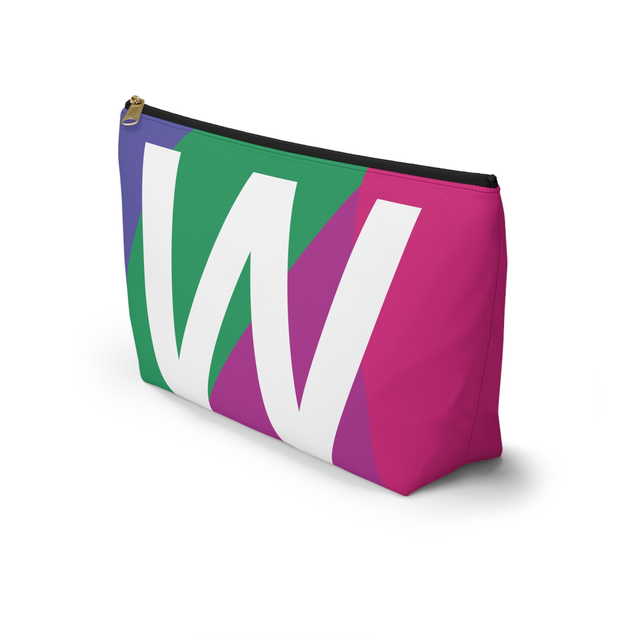 Initials Colorblock Accessory Pouch — Monogram W T-Bottom Cosmetic Bag