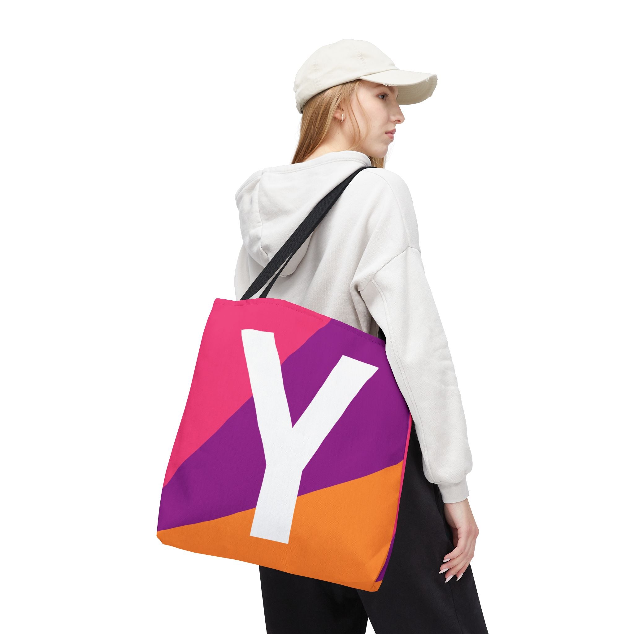 Monogram 'Y' Colorblock Tote Bag — Personalized Initial Y Shoulder Tote
