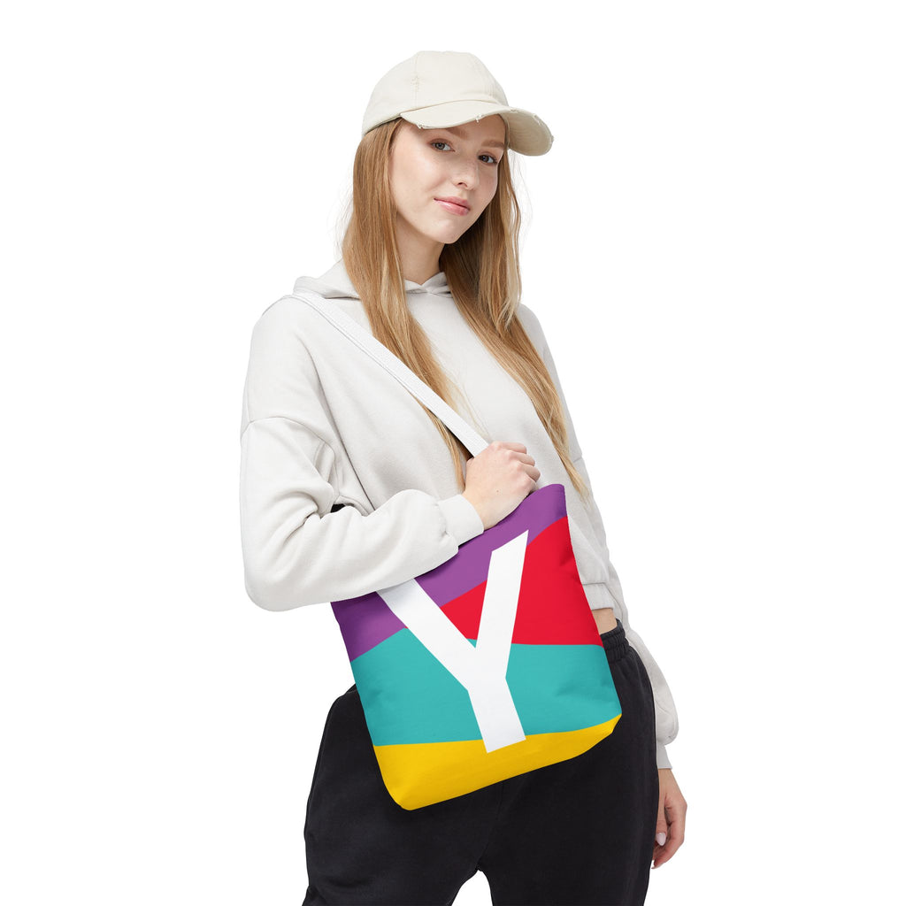 Monogram 'Y' Colorblock Tote Bag — Personalized Initial Y Shoulder Tote