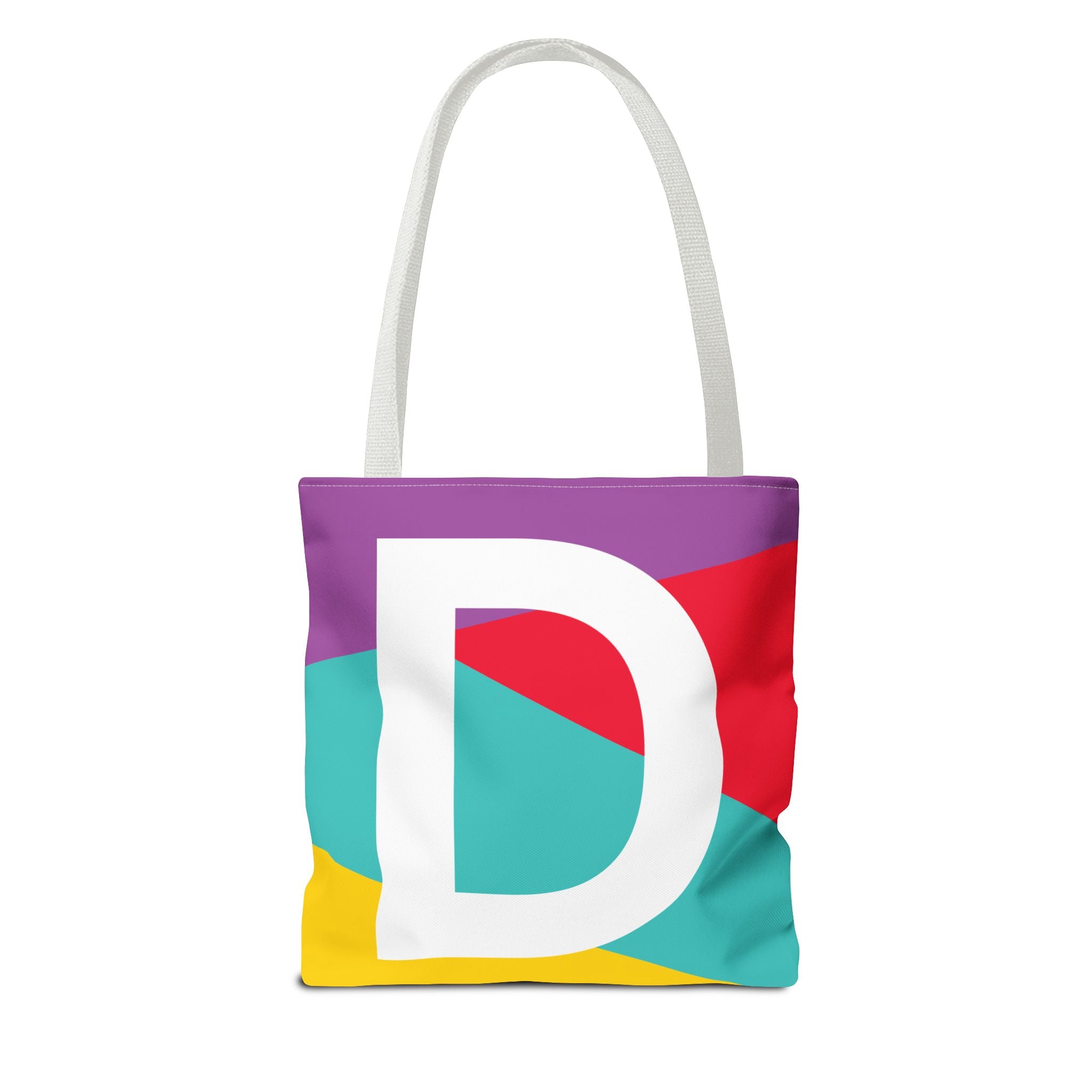 Monogram 'D' Colorblock Tote Bag — Personalized Initial D Shoulder Tote