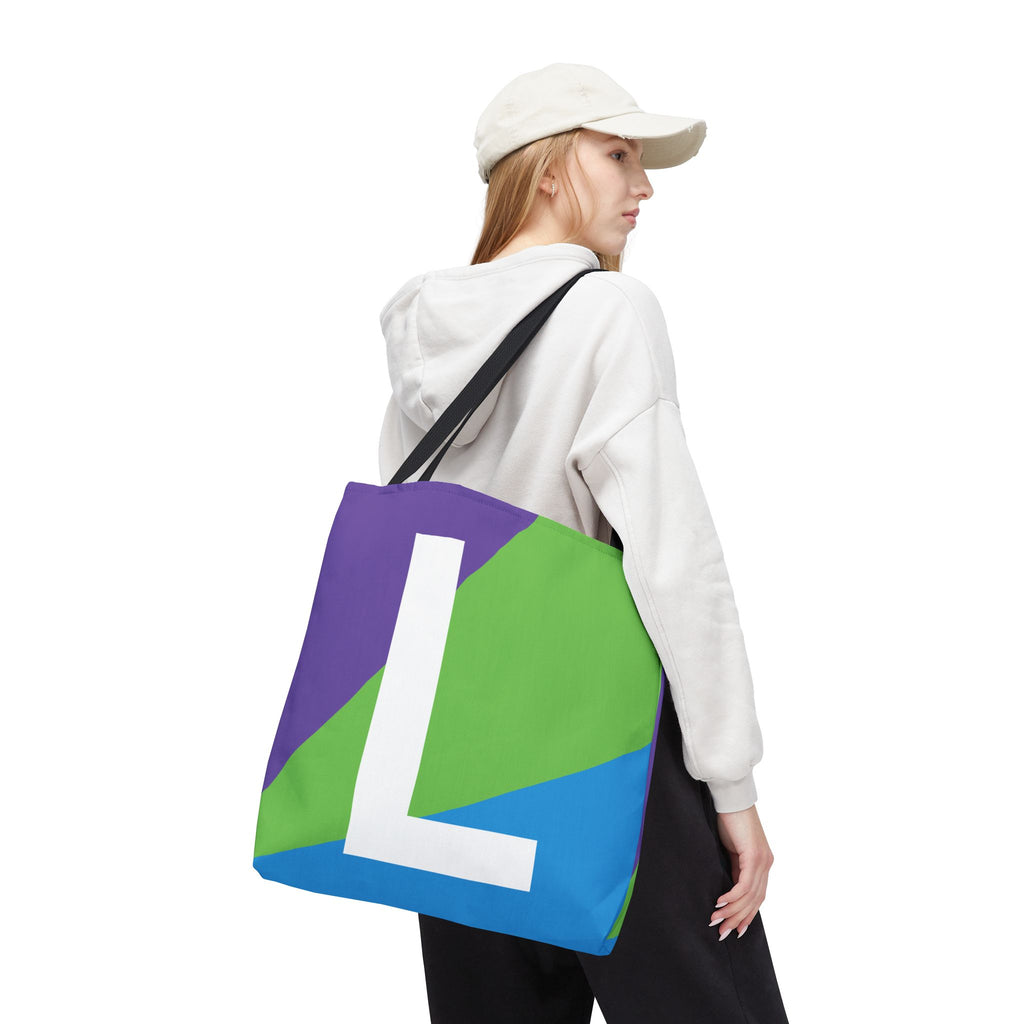 Monogram 'L' Colorblock Tote Bag — Personalized Initial L Shoulder Tote