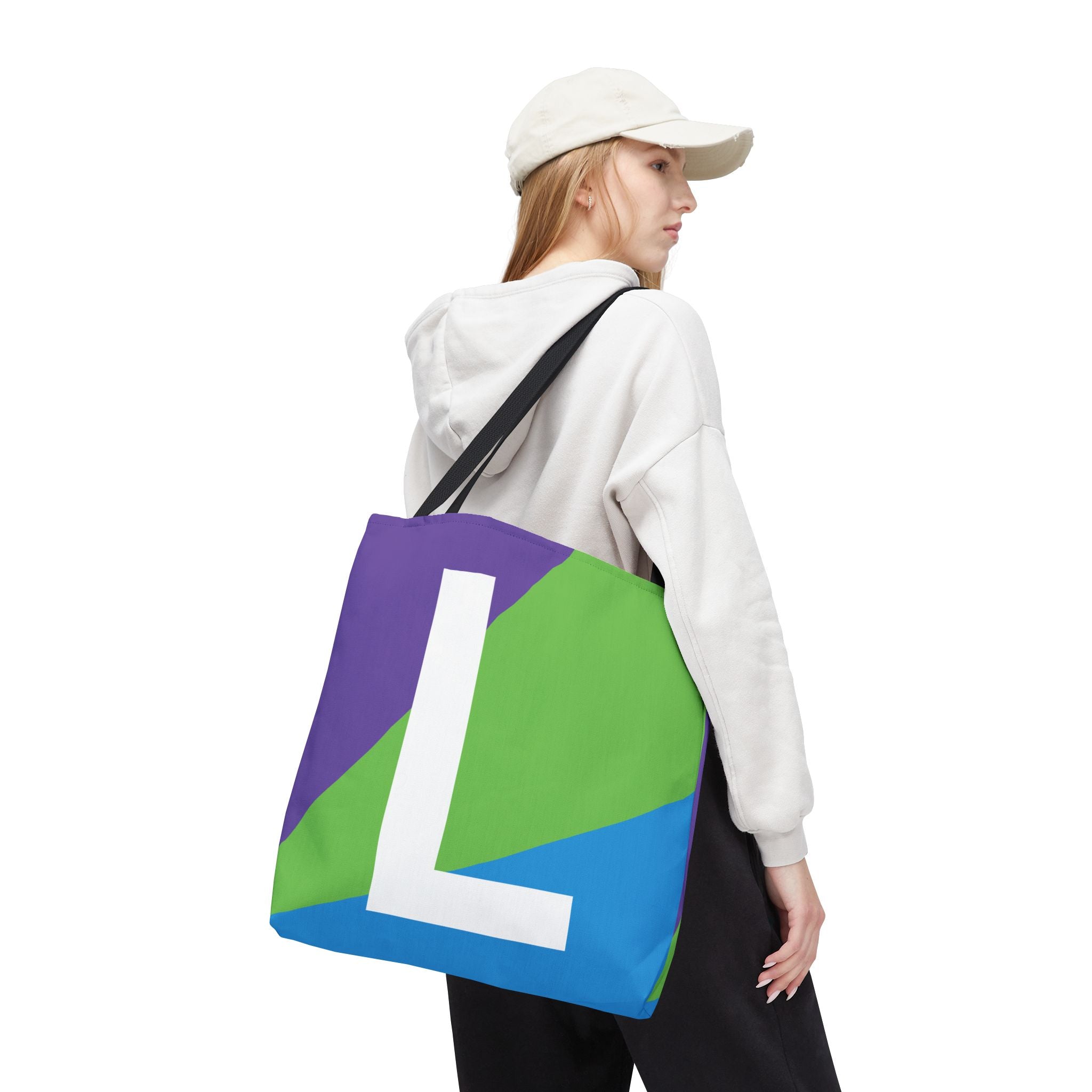Monogram 'L' Colorblock Tote Bag — Personalized Initial L Shoulder Tote