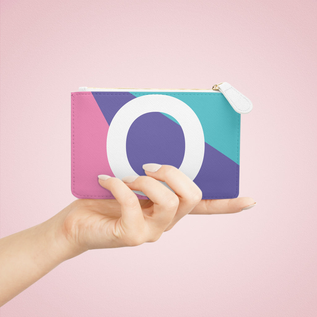 Initial O Mini Clutch — Colorblock Monogram Wristlet Wallet