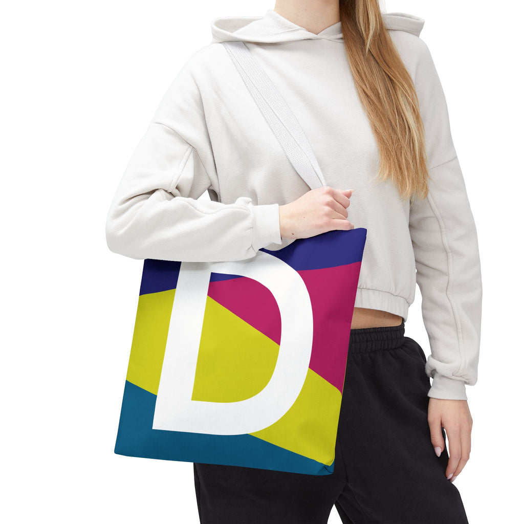 Monogram 'D' Colorblock Tote Bag — Personalized Initial D Shoulder Tote
