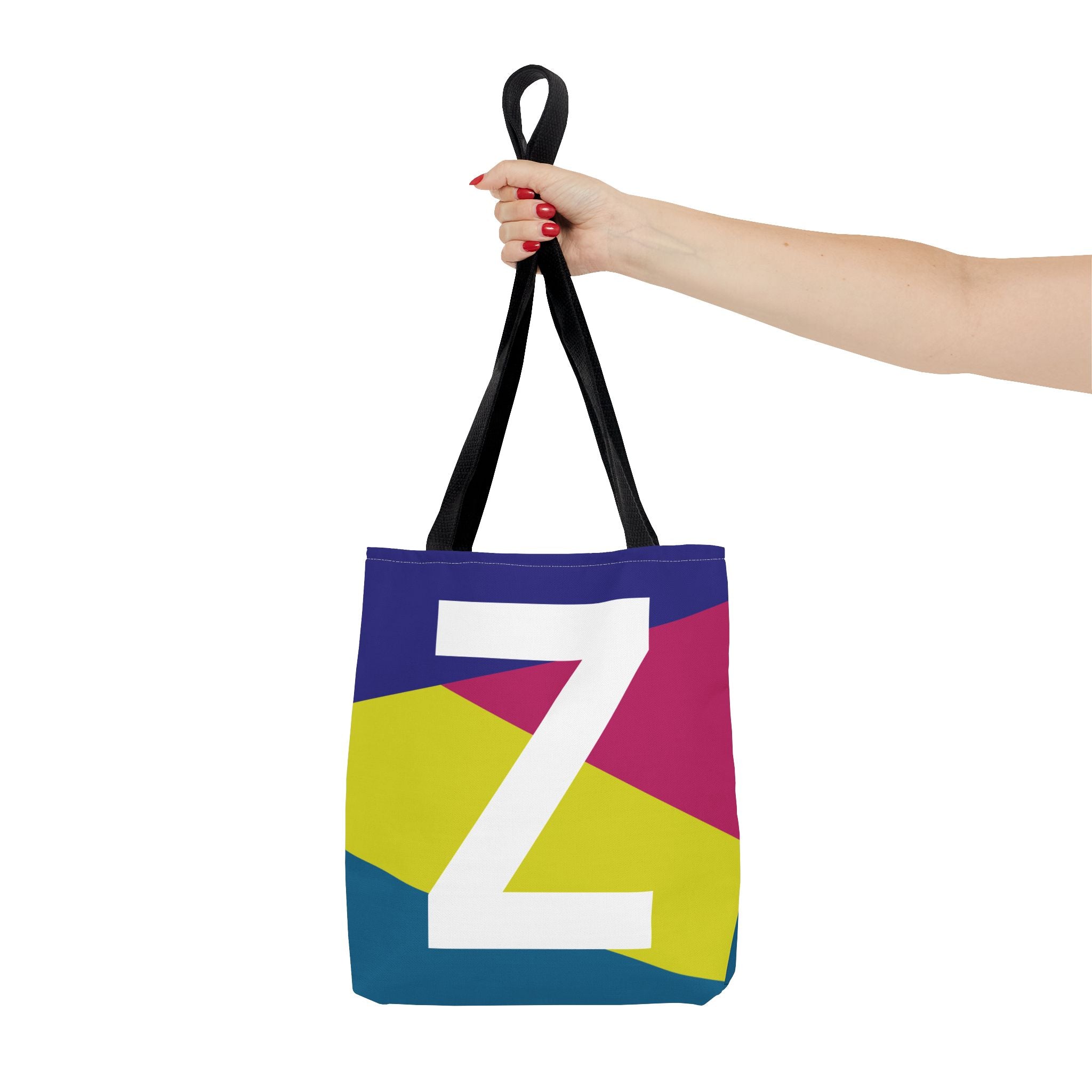 Monogram 'Z' Colorblock Tote Bag — Personalized Initial Z Shoulder Tote