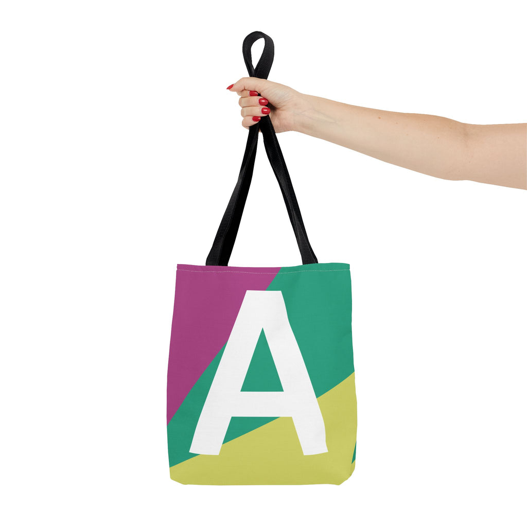 Monogram 'A' Colorblock Tote Bag — Personalized Initial A Shoulder Tote