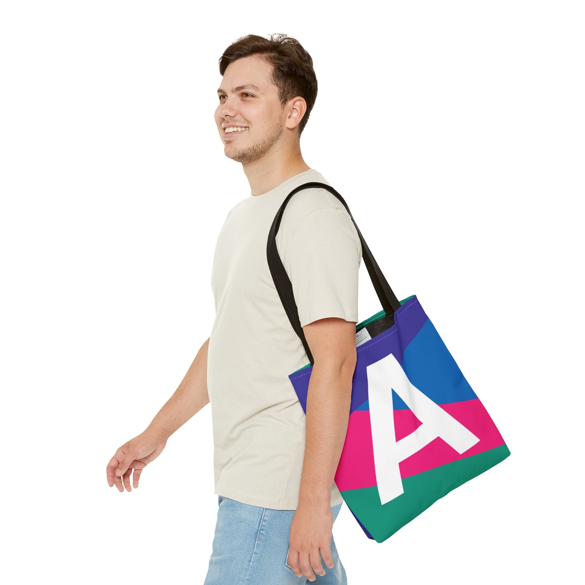 Monogram 'A' Colorblock Tote Bag — Personalized Initial A Shoulder Tote