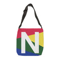 Initial Letter 'N' Colorblock Adjustable Tote Bag — Monogram Alphabet Shoulder Bag