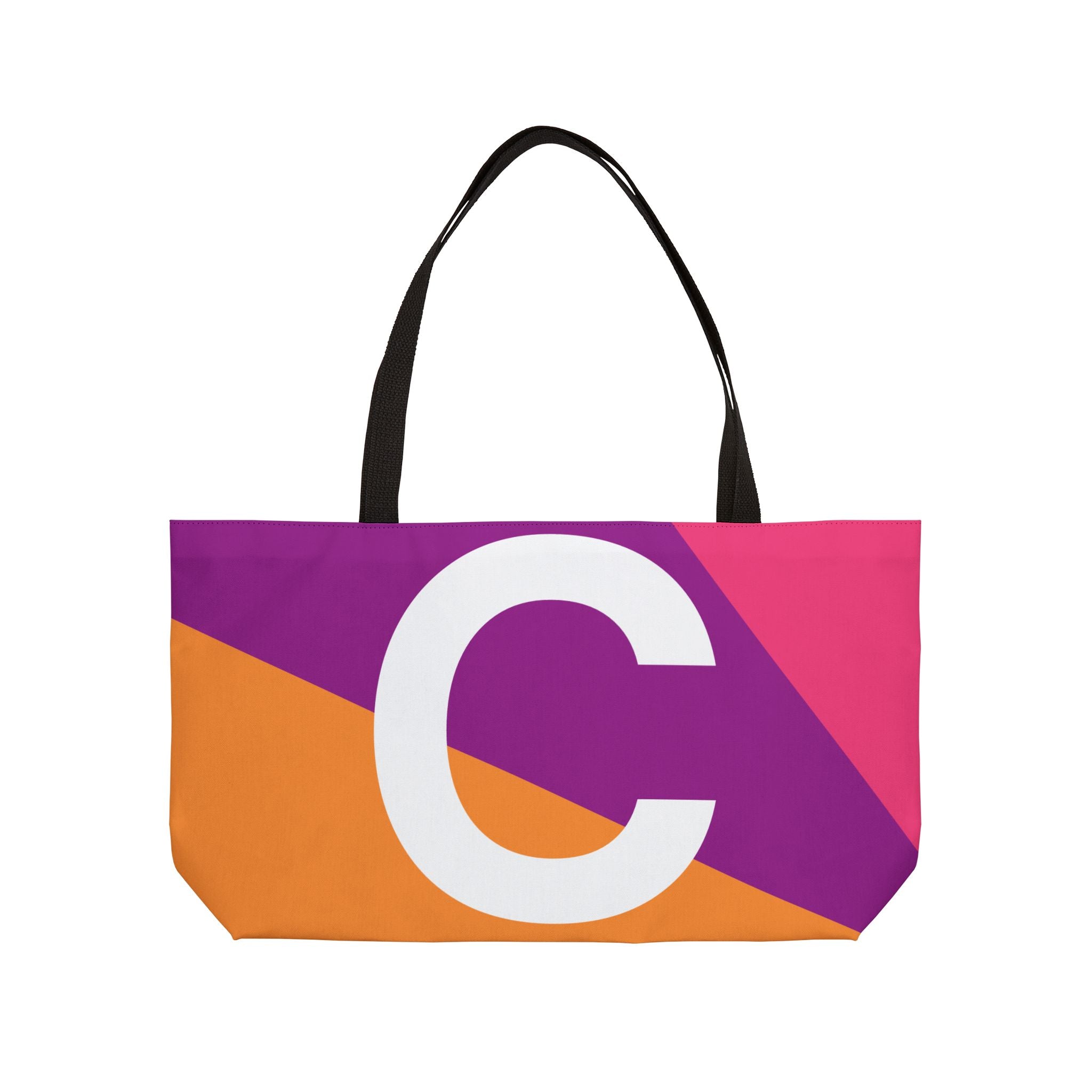 Personalized 'C' Colorblock Tote Bag — Monogram Weekender Tote