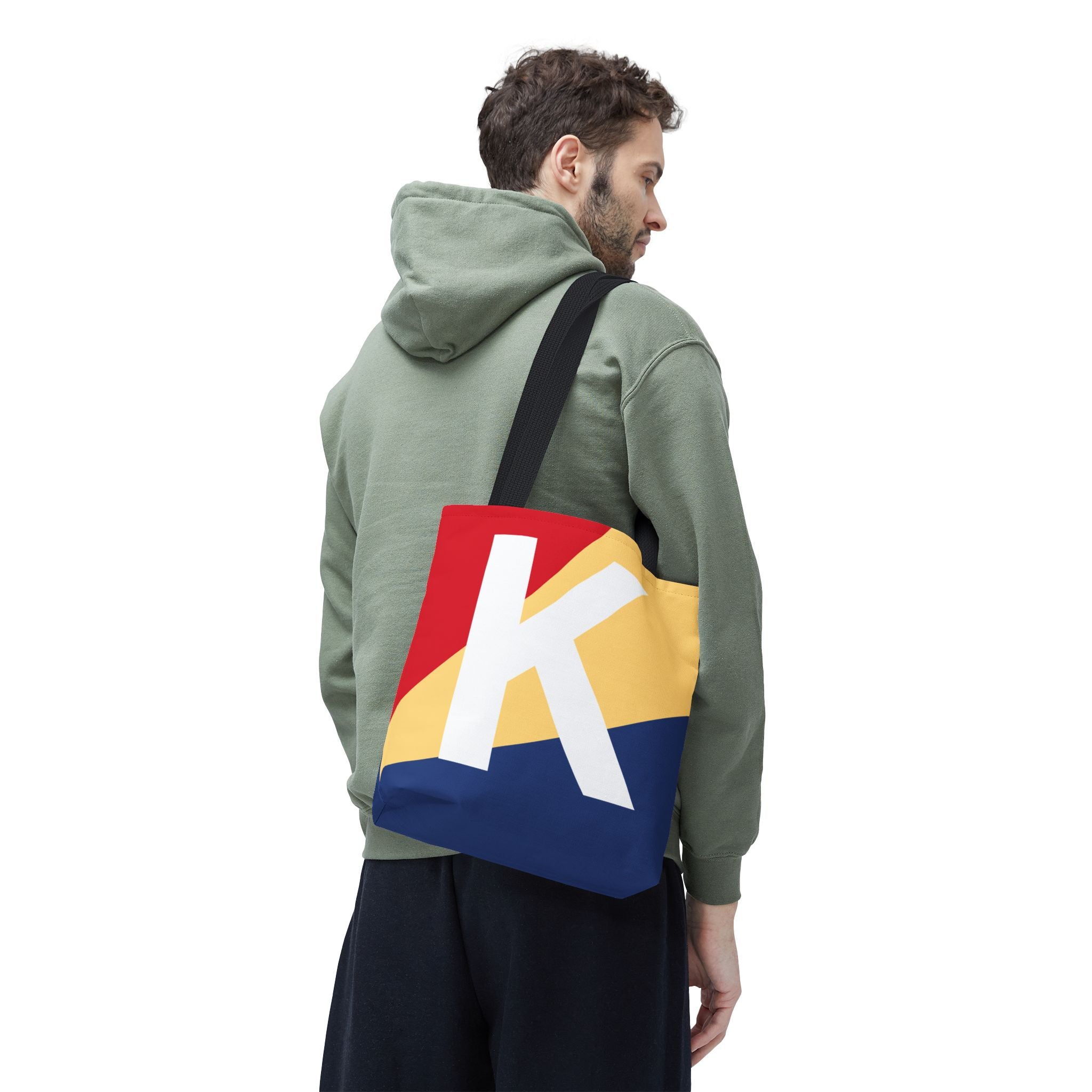 Monogram 'K' Colorblock Tote Bag — Personalized Initial K Shoulder Tote