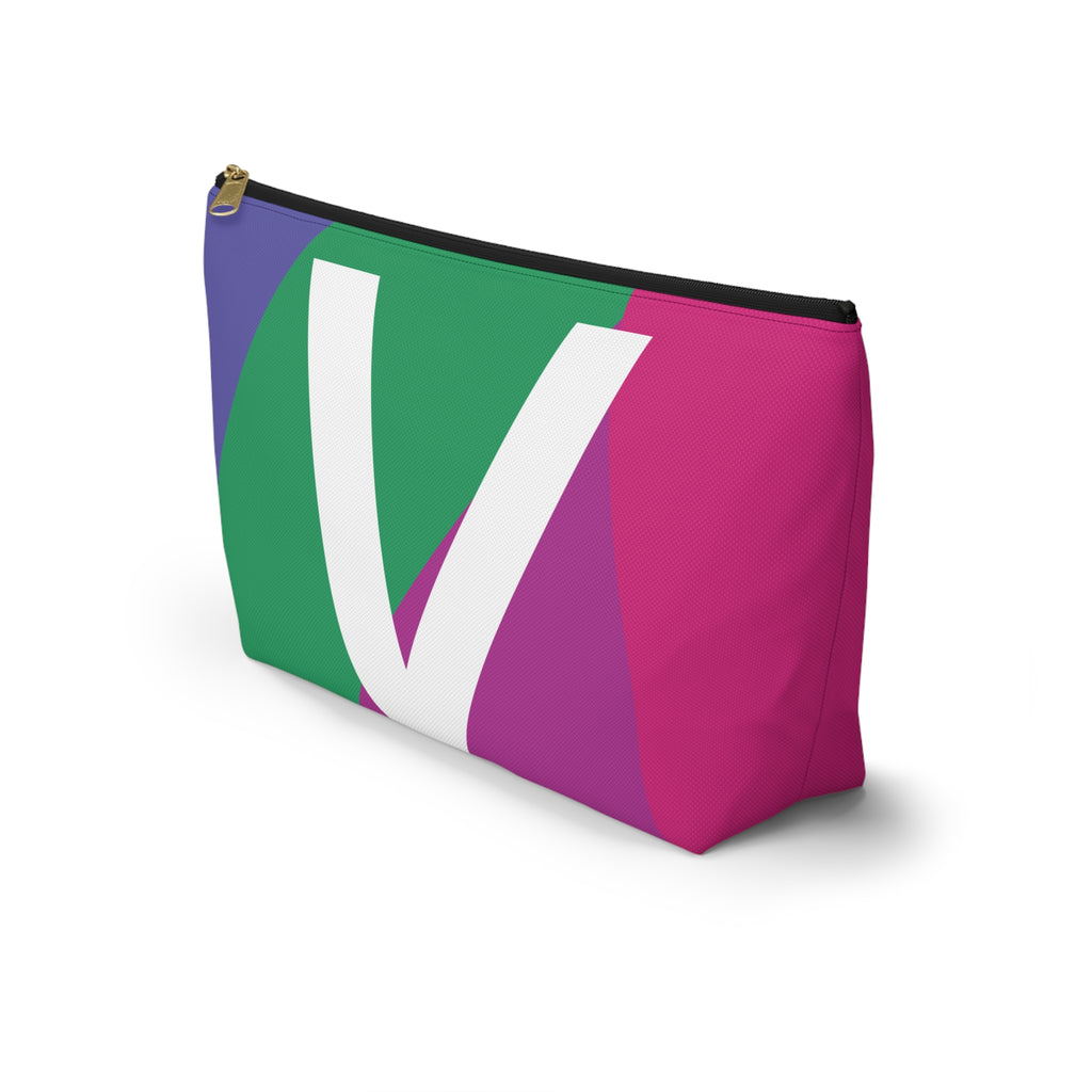 Initials Colorblock Accessory Pouch — Monogram V T-Bottom Cosmetic Bag