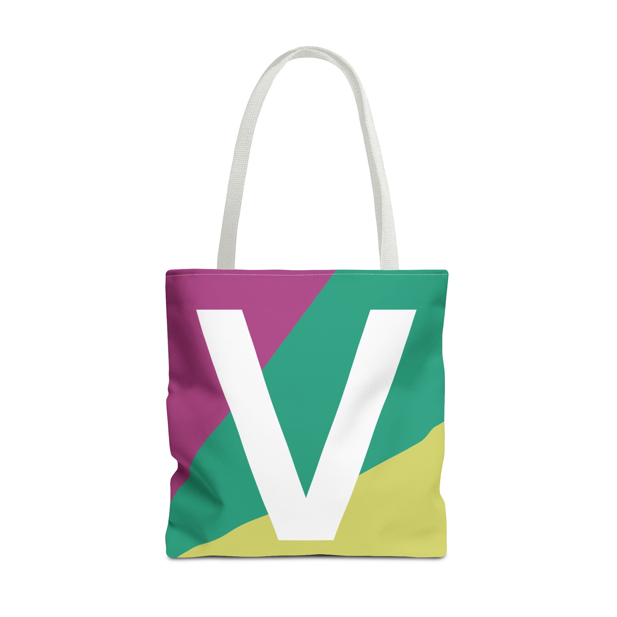 Monogram 'V' Colorblock Tote Bag — Personalized Initial V Shoulder Tote