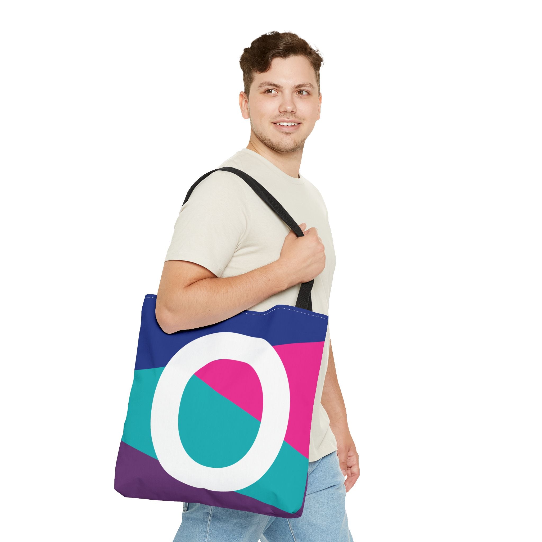 Monogram 'O' Colorblock Tote Bag — Personalized Initial O Shoulder Tote