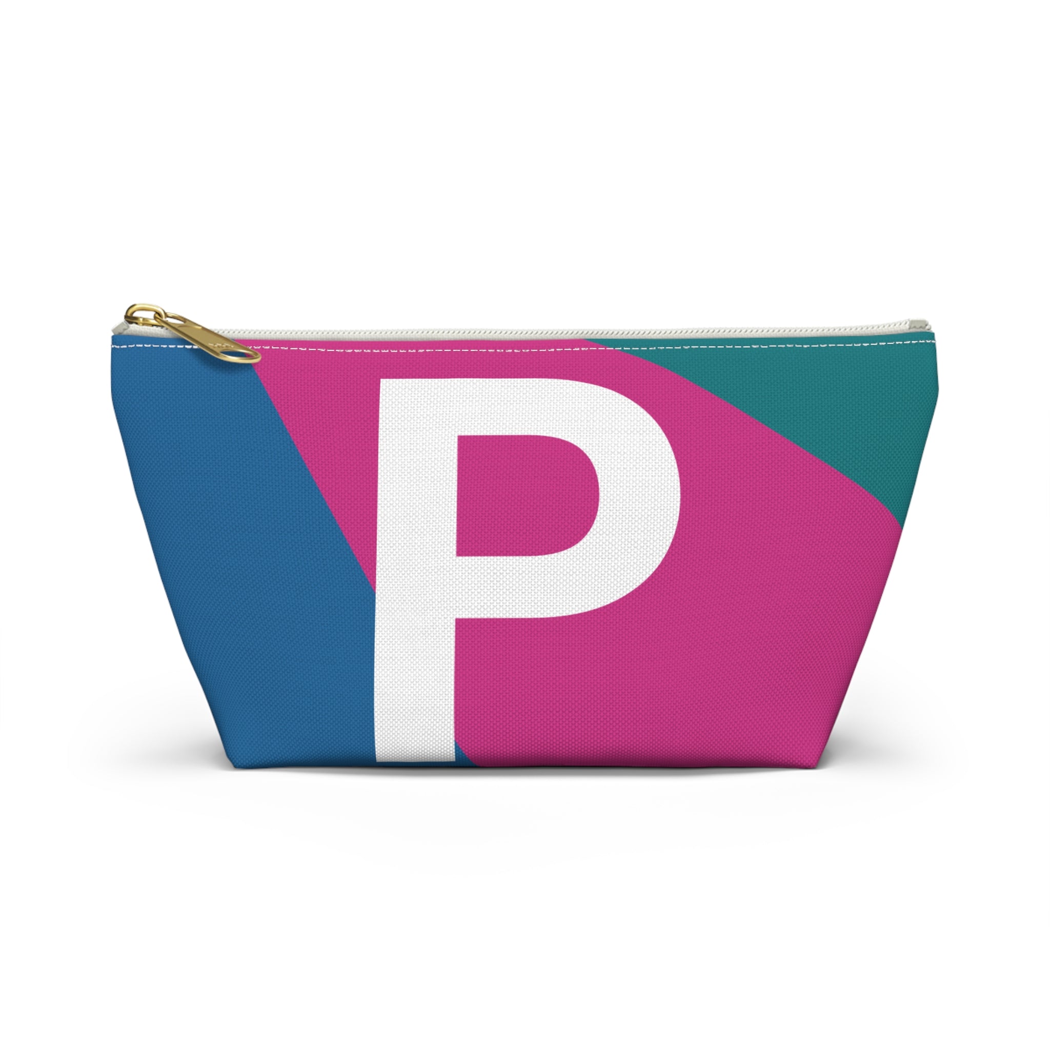 Initials Colorblock Accessory Pouch — Monogram P T-Bottom Cosmetic Bag