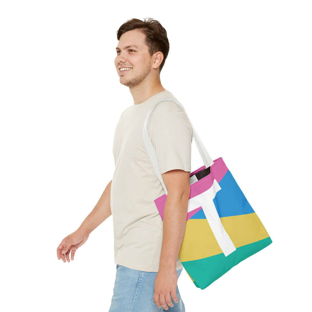Monogram 'T' Colorblock Tote Bag — Personalized Initial T Shoulder Tote