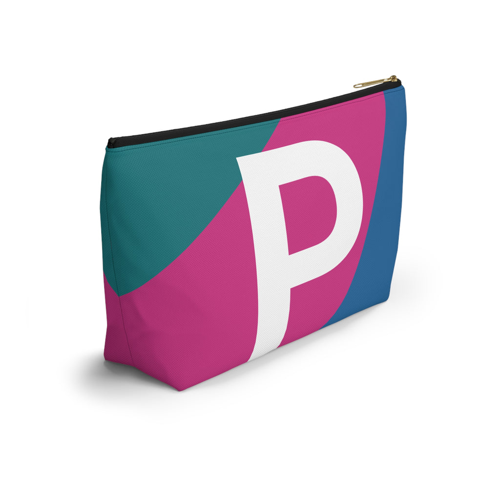 Initials Colorblock Accessory Pouch — Monogram P T-Bottom Cosmetic Bag