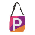 Initial Letter 'P' Colorblock Adjustable Tote Bag — Monogram Alphabet Shoulder Bag