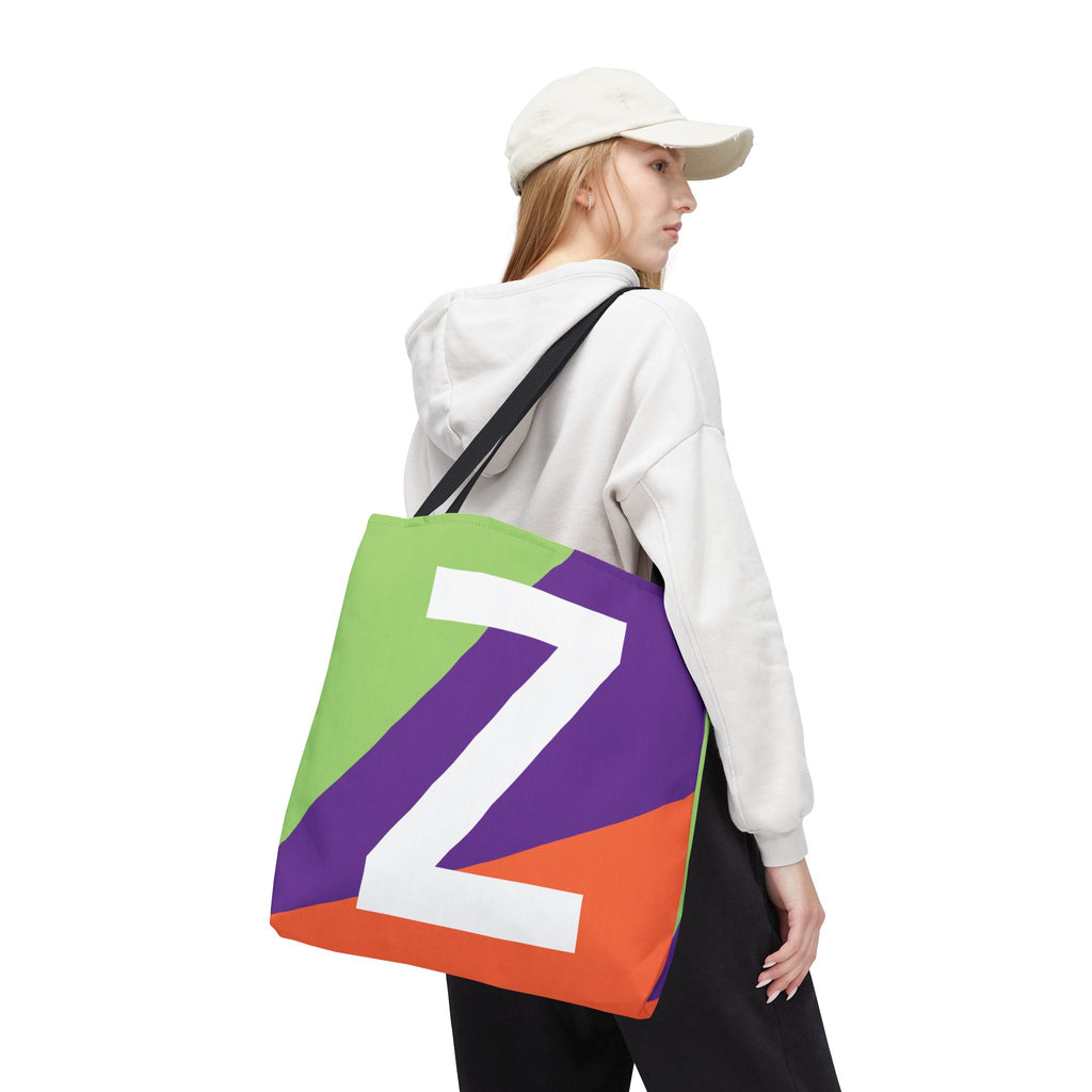 Monogram 'Z' Colorblock Tote Bag — Personalized Initial Z Shoulder Tote