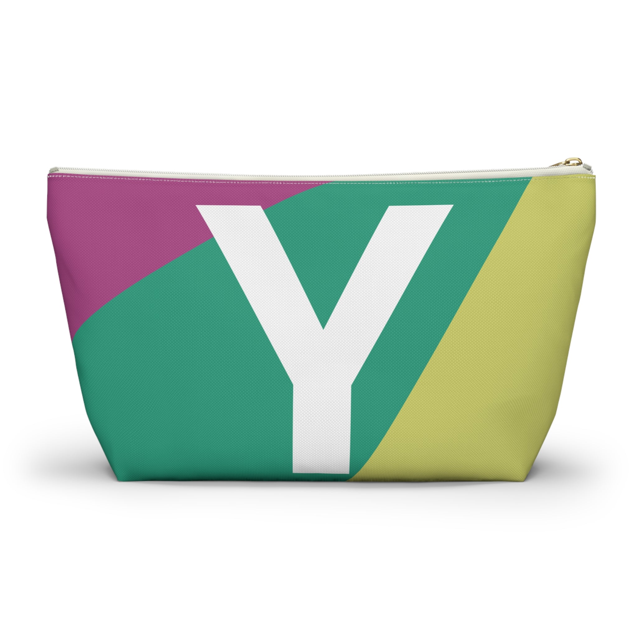 Initials Colorblock Accessory Pouch — Monogram Y T-Bottom Cosmetic Bag