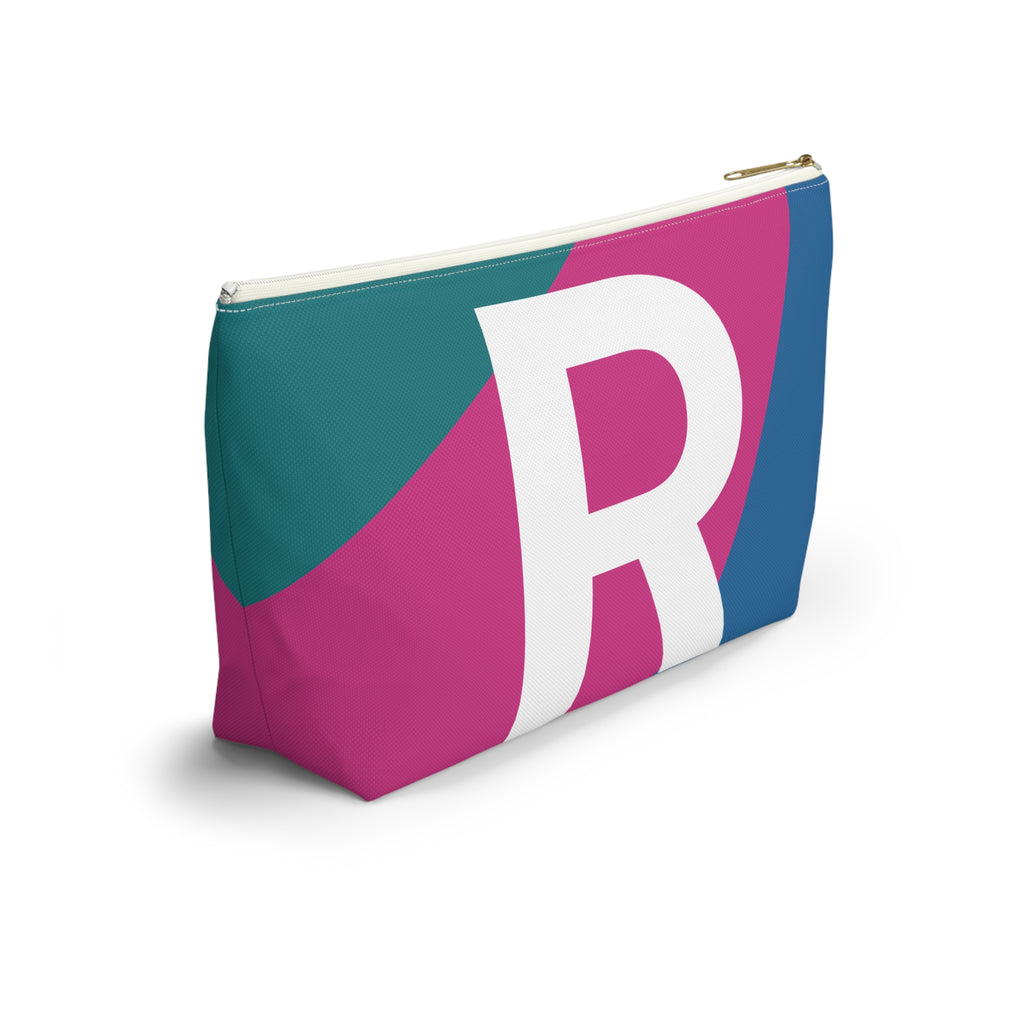 Initials Colorblock Accessory Pouch — Monogram R T-Bottom Cosmetic Bag