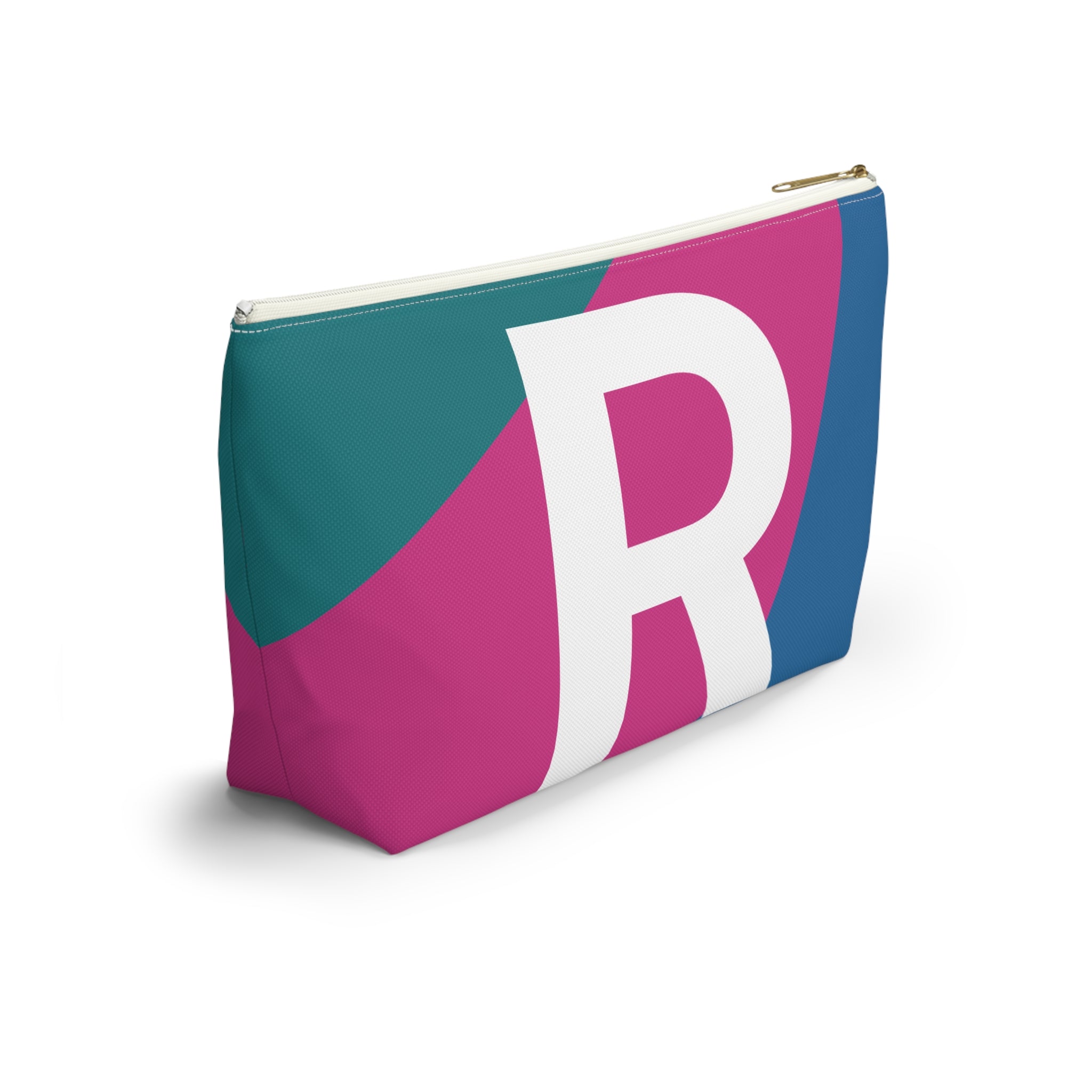 Initials Colorblock Accessory Pouch — Monogram R T-Bottom Cosmetic Bag