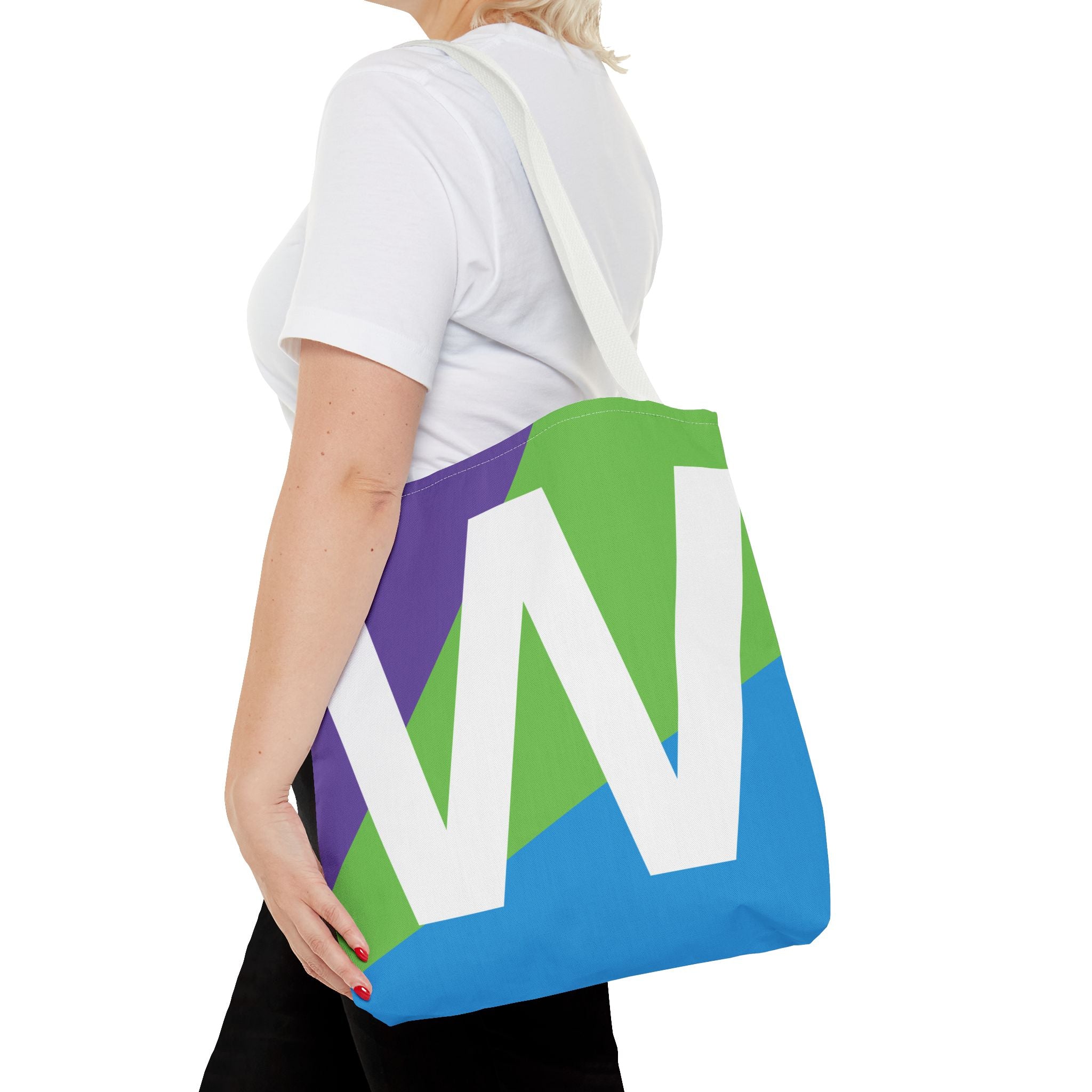 Monogram 'W' Colorblock Tote Bag — Personalized Initial W Shoulder Tote