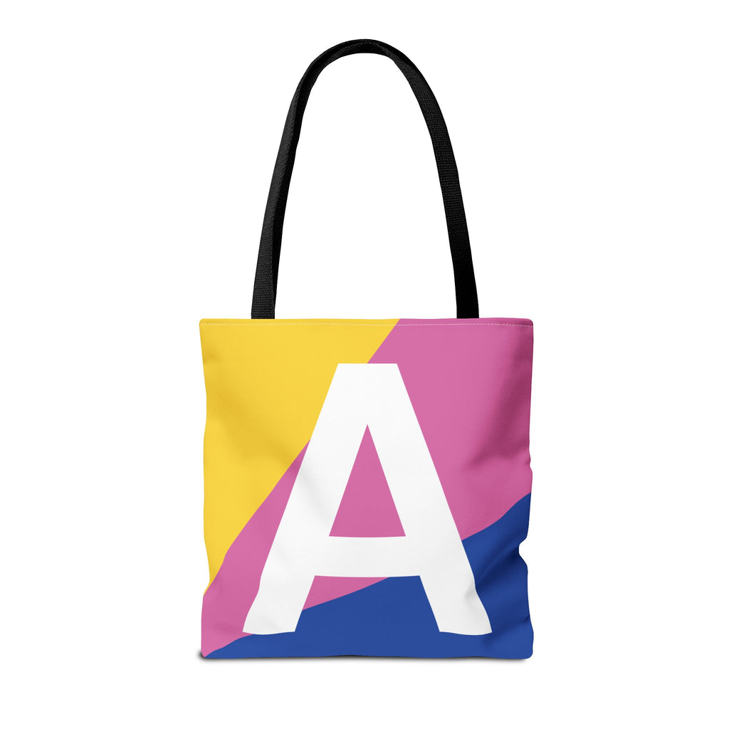 Monogram 'A' Colorblock Tote Bag — Personalized Initial A Shoulder Tote
