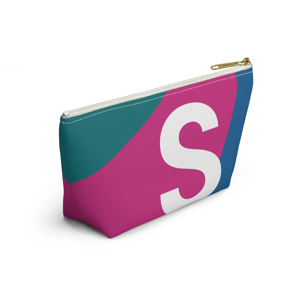 Initials Colorblock Accessory Pouch — Monogram S T-Bottom Cosmetic Bag