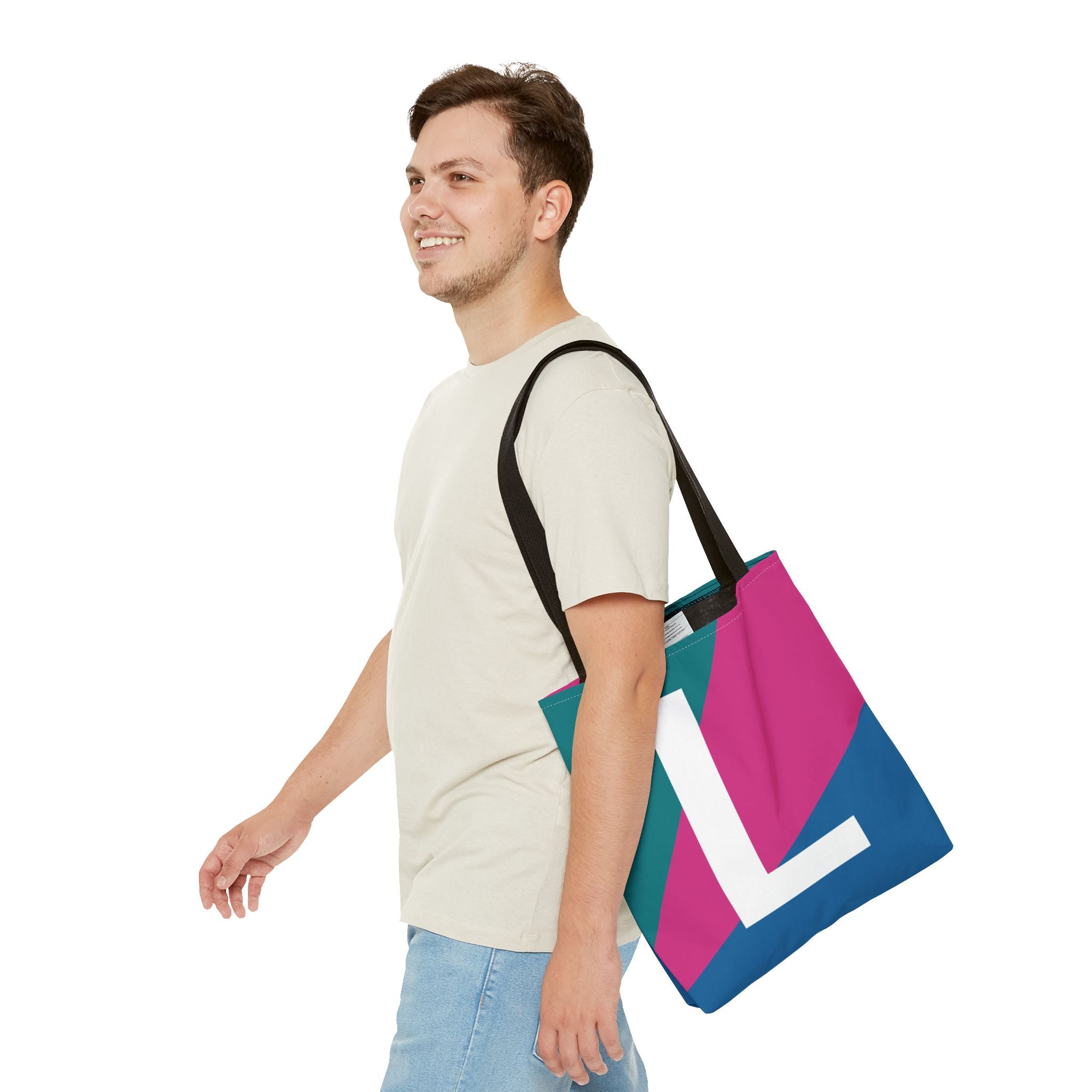 Monogram 'L' Colorblock Tote Bag — Personalized Initial L Shoulder Tote