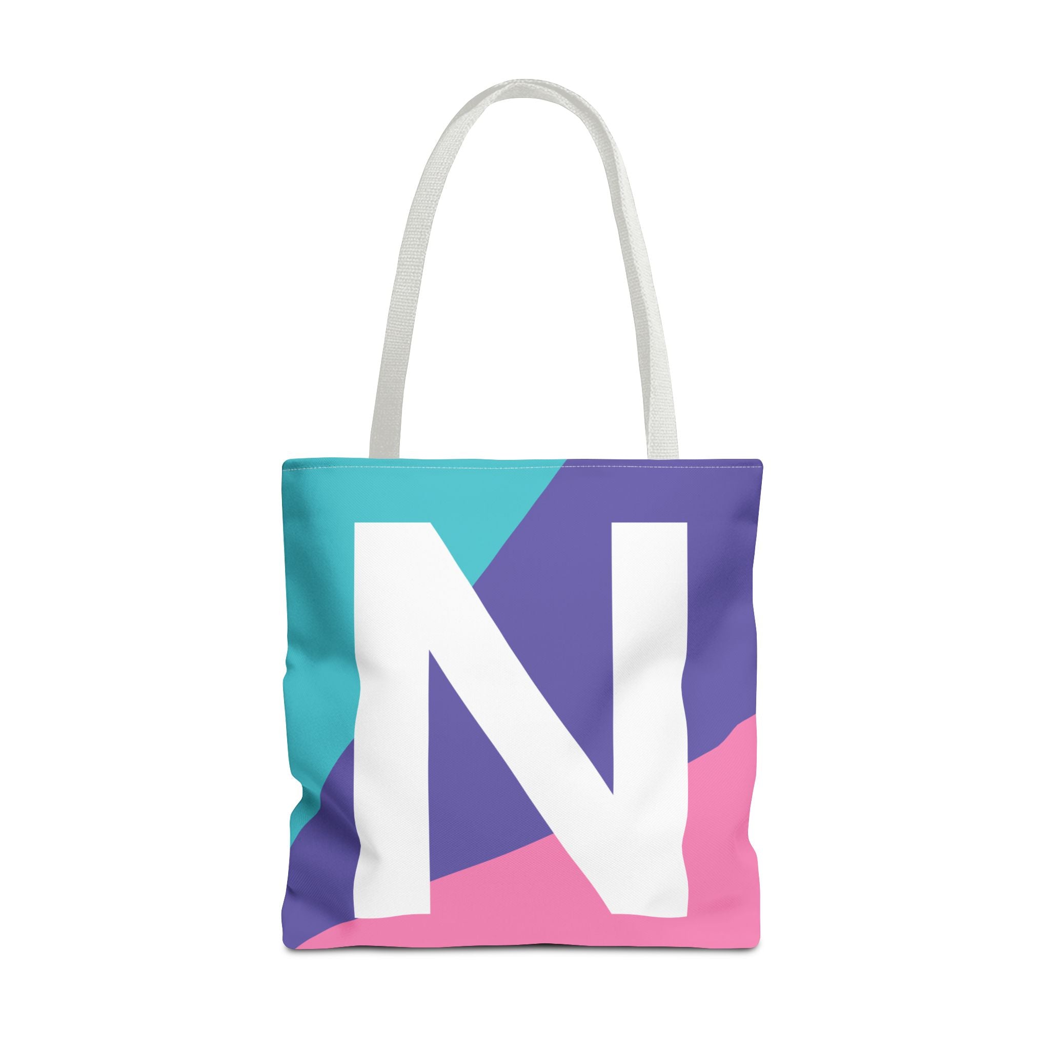 Monogram 'N' Colorblock Tote Bag — Personalized Initial N Shoulder Tote