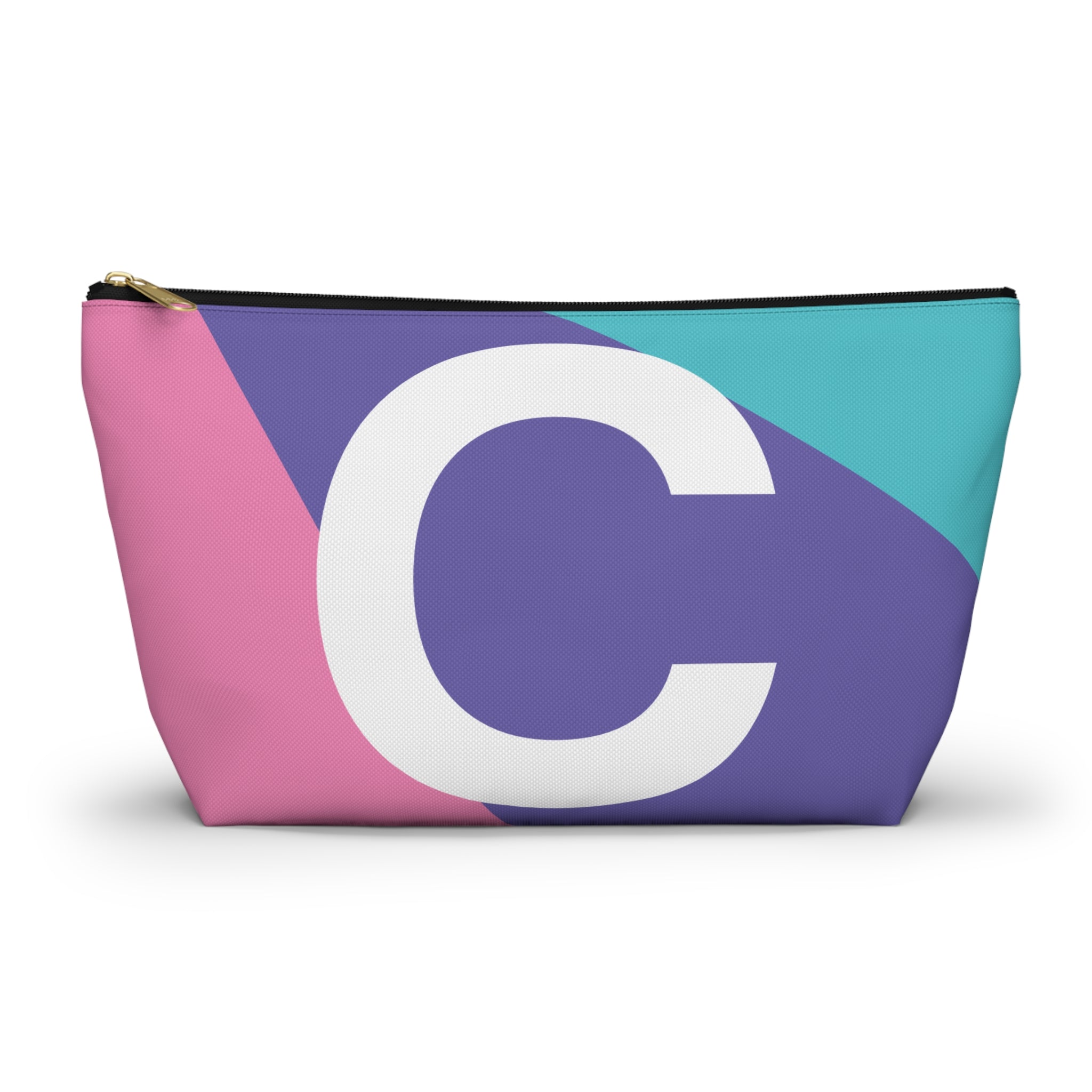 Initials Colorblock Accessory Pouch — Monogram C T-Bottom Cosmetic Bag
