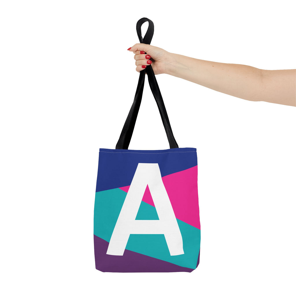 Monogram 'A' Colorblock Tote Bag — Personalized Initial A Shoulder Tote